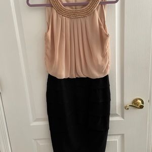 Cream and black cocktail dress